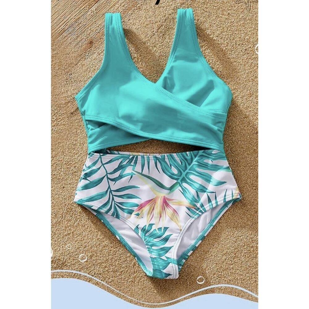 PATPAT Toddy Girls One Piece Swimsuit Monokini Tropical Mint Green 3-4 Yr